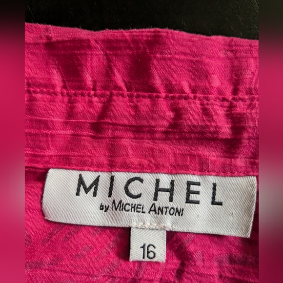 Vintage 00's, Michel Antoni, pink, 3/4 sleeves, button down, long, blouse. - Picture 12 of 13